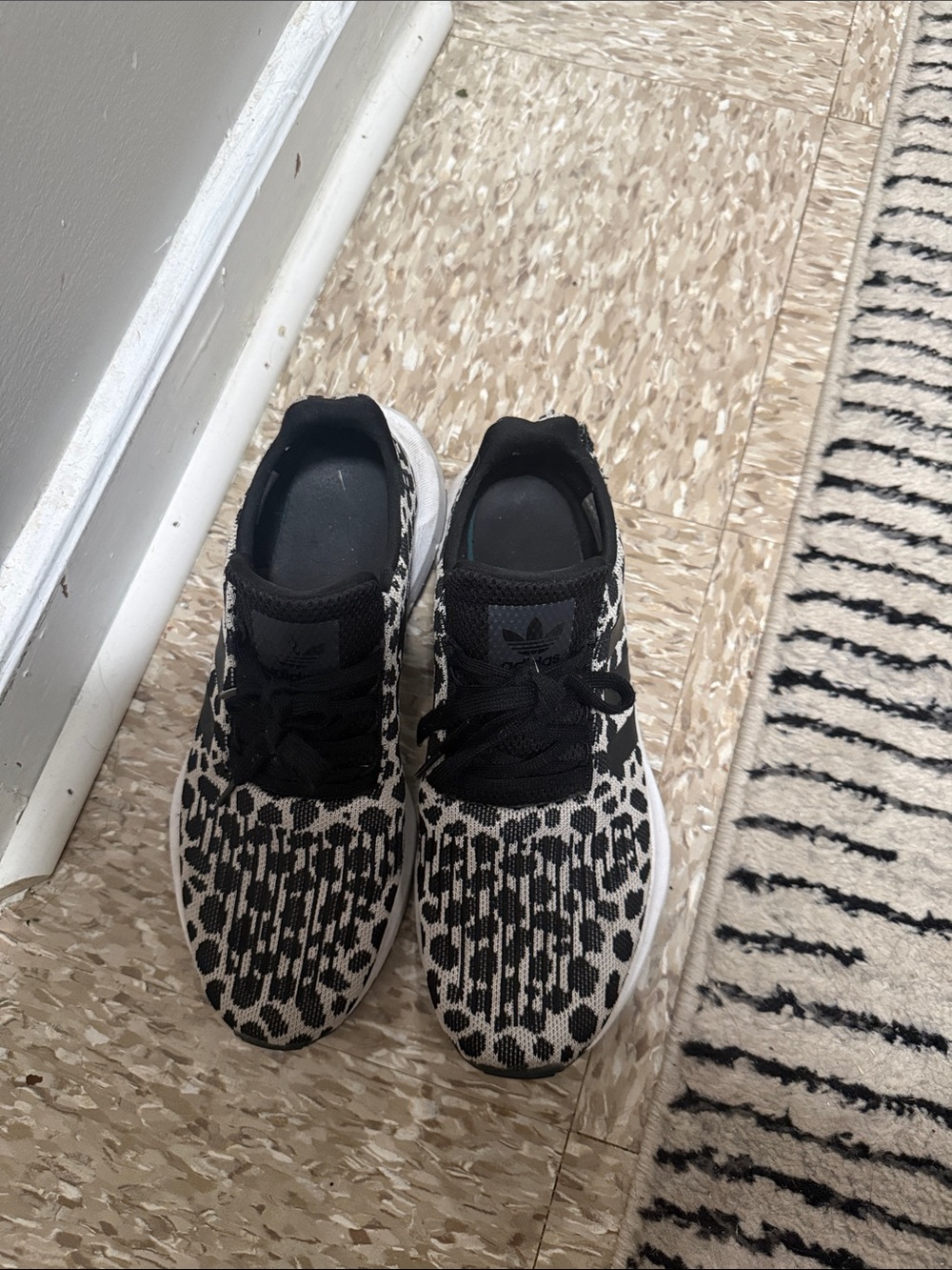 adidas Black and White Knit Pattern Sneakers
